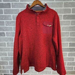 Woolrich Sweater Men's XL Red Long Sleeve 1/4 Snap Collared Soft Casual Pullover